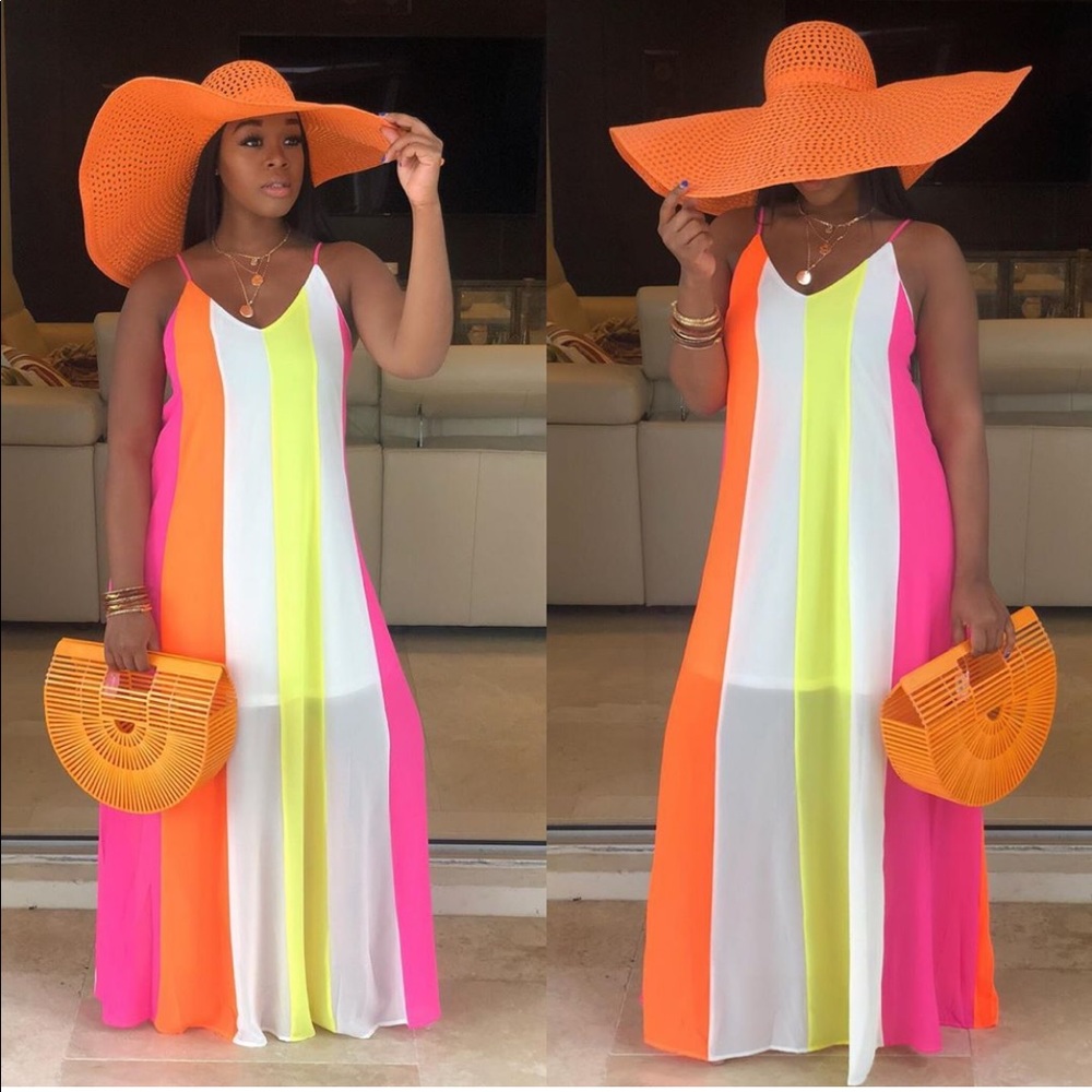 Neon Color block Maxi Dress